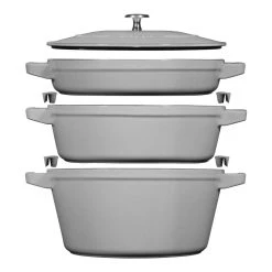 Staub Stackable Cocotte, Braiser, And Grill Pan With Lid | Graphite Grey