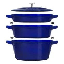Staub Stackable Cocotte, Braiser, And Grill Pan With Lid | Dark Blue