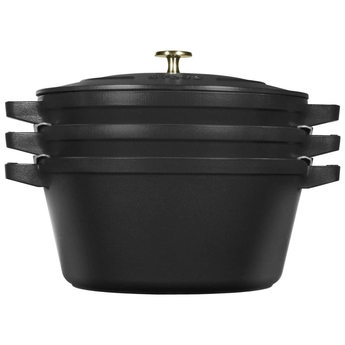 Staub Stackable Cocotte, Braiser, And Grill Pan With Lid | Black - Image 2
