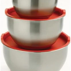 Norpro Stainless-Steel Mixing Bowl Set W/ Lids - 3 Pcs