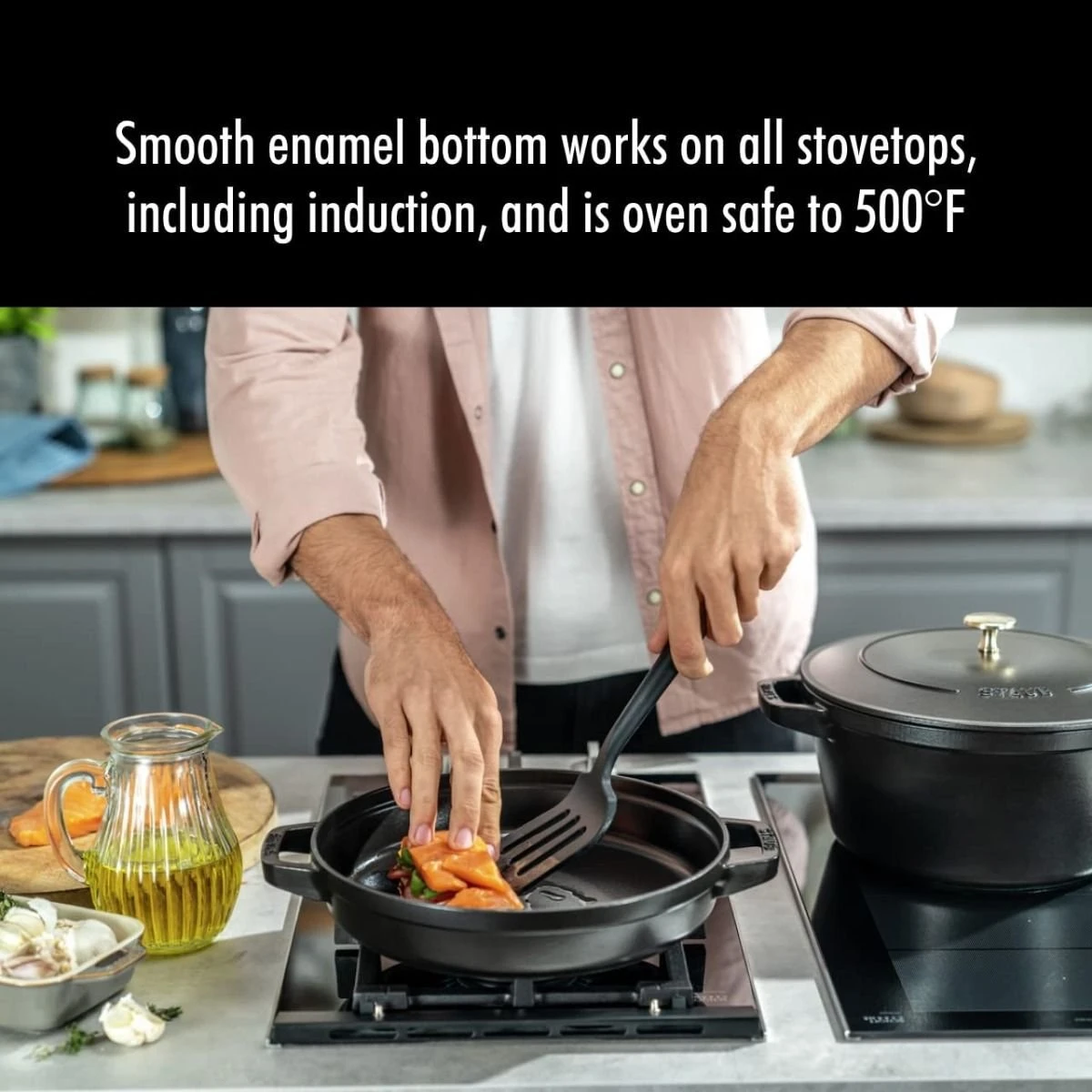 Staub Stackable Cocotte, Braiser, And Grill Pan With Lid | Black - Image 12