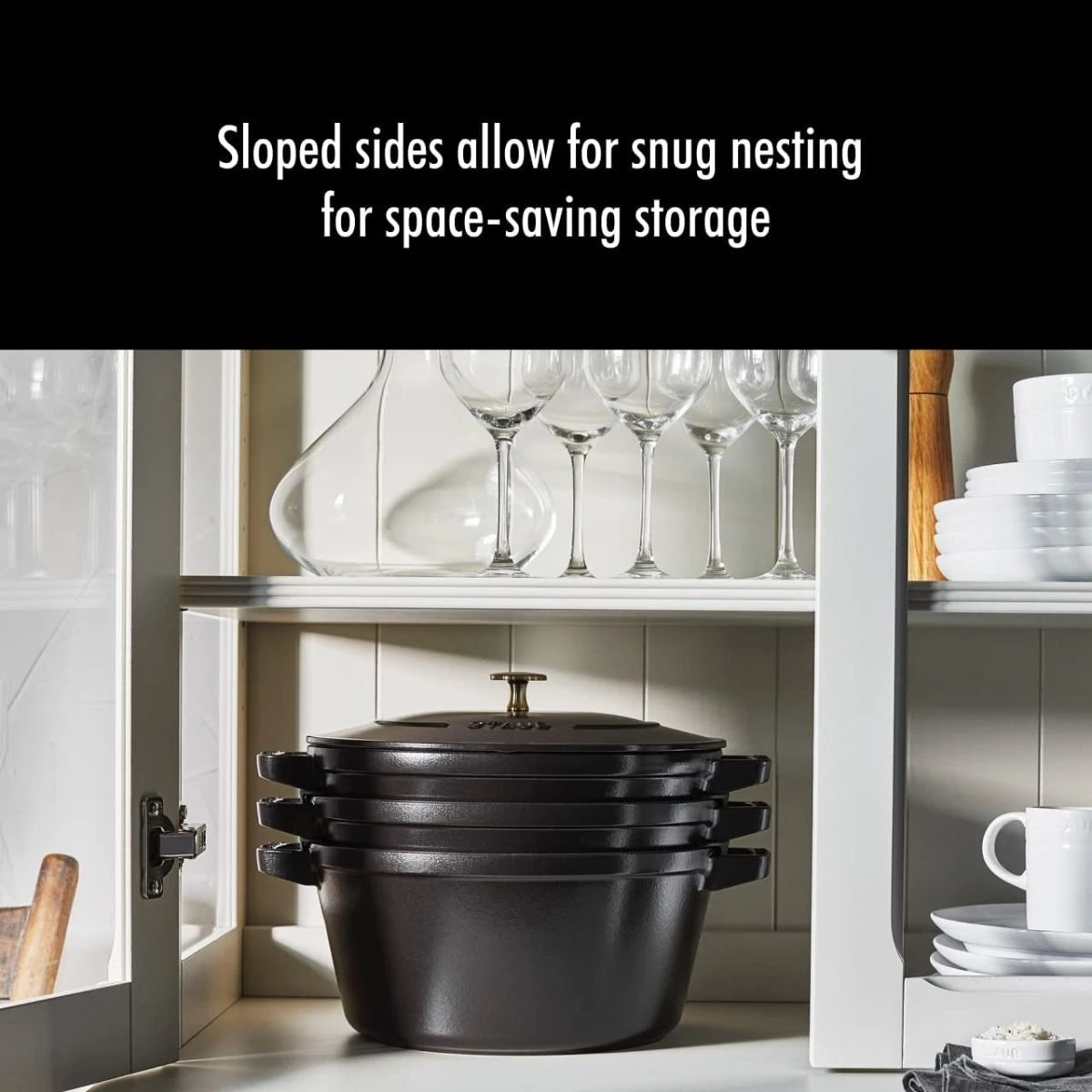 Staub Stackable Cocotte, Braiser, And Grill Pan With Lid | Black - Image 4