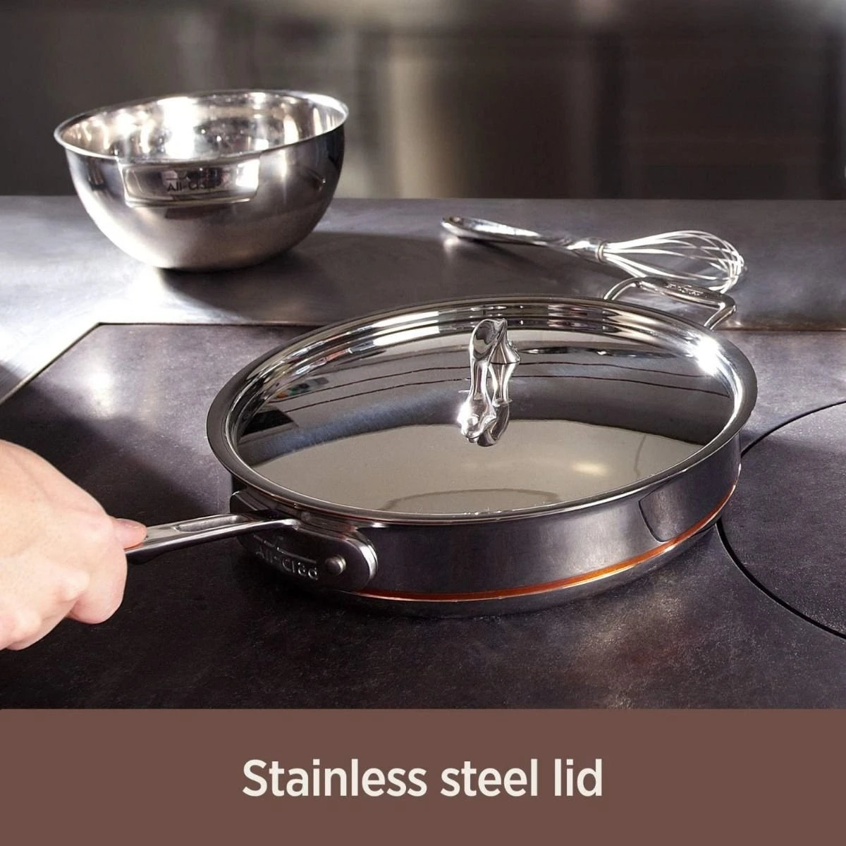All-Clad Copper Core 5-Ply Bonded Stainless Steel 3 Qt Saute Pan With Lid - Image 5