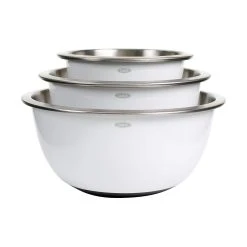 OXO Good Grips 3-Piece Stainless Steel Mixing Bowl Set | White
