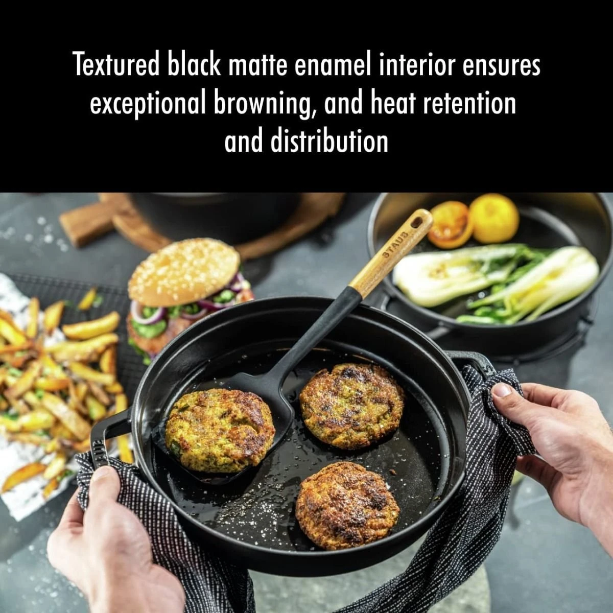 Staub Stackable Cocotte, Braiser, And Grill Pan With Lid | Black - Image 5