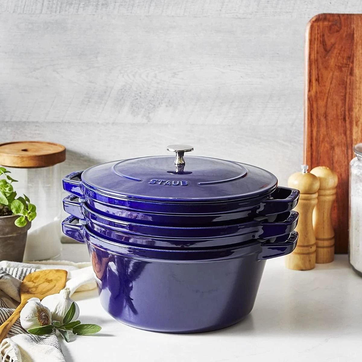 Staub Stackable Cocotte, Braiser, And Grill Pan With Lid | Dark Blue - Image 10