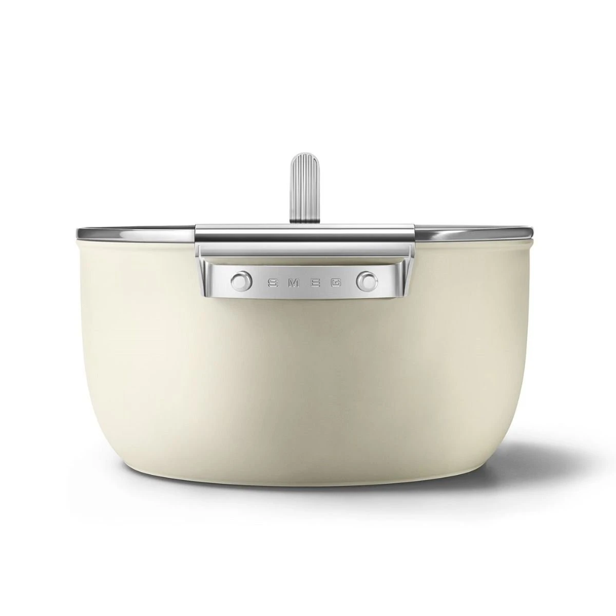 SMEG 8 Qt. Nonstick Casserole Dish With Lid | Cream - Image 3
