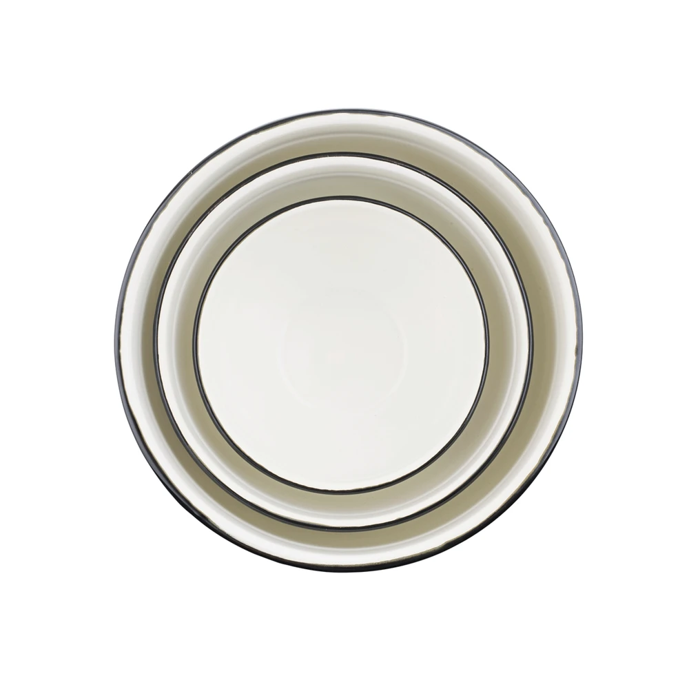 TableCraft Enamel Coated Mixing Bowls (Set Of 3) | White & Black - Image 3