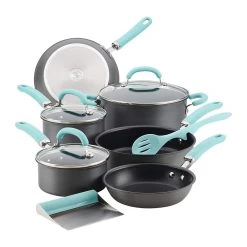 Rachael Ray 11-Piece Hard Anodized Cookware Set | Light Blue