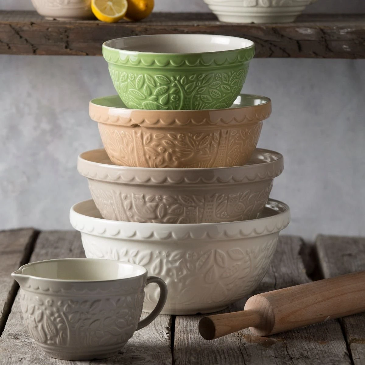 Mason Cash In The Forest S18 (2.85 Qt) Embossed Mixing Bowl | Owl (Stone) - Image 2