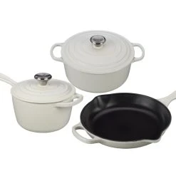 Le Creuset 5-Piece Signature Cookware Set With Stainless Steel Knobs | White