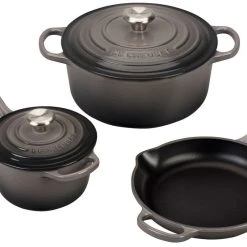 Le Creuset 5-Piece Signature Cookware Set With Stainless Steel Knobs | Oyster Grey