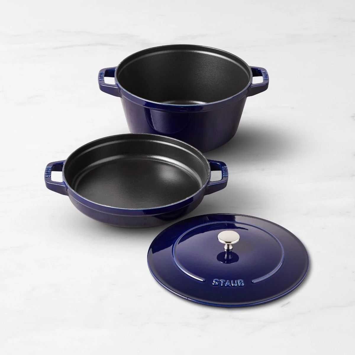 Staub Stackable Cocotte, Braiser, And Grill Pan With Lid | Dark Blue - Image 9