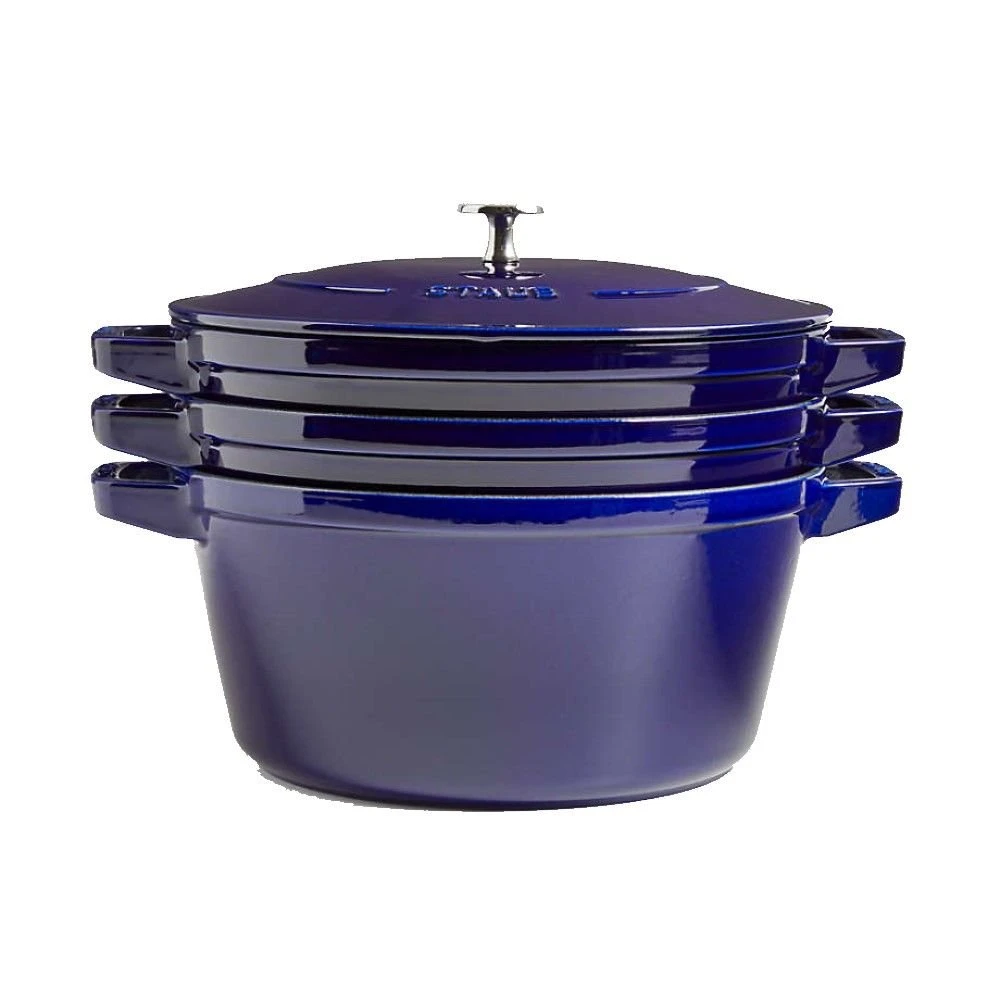 Staub Stackable Cocotte, Braiser, And Grill Pan With Lid | Dark Blue - Image 2