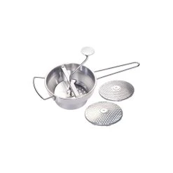 Winco Stainless Steel 8" Food Mill With 3 Graters